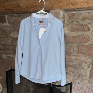 Stio Women's Thermop Fleece Snap Shirt in Wind River Blue
